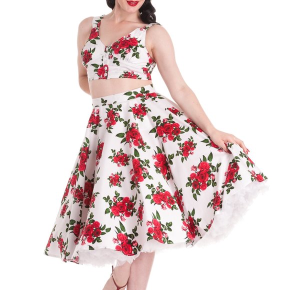 Hell Bunny Dresses & Skirts - Hell Bunny Rose Floral Retro Midi Skirt XL